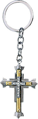 

U R God Diamond Studded Jesus Cross Metal Key Chain(Yellow)