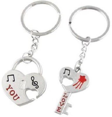 

CTW Cute Love Heart and Lock Love You Metal Key Chain(Silver)