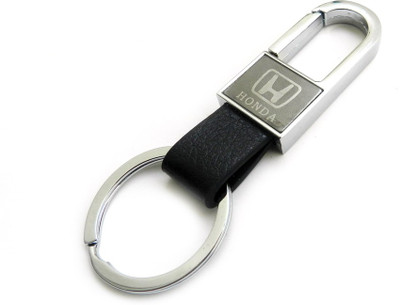 

Tech Pro SILVER RECTANGLE LEATHER BLACK HONDA Locking Key Chain(Multicolor)