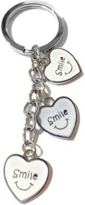 

Aura Three Heart Smiley With Diamond Friendship Imported Locking Key Chain(White, Silver)