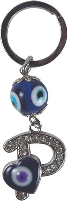 

Forty Creek Letter P With Heart Key Chain(Blue, Silver)