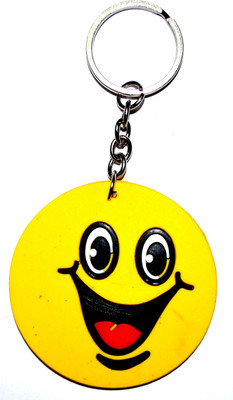 

Pin to Pen Big Smiley Rubber keychain Key Chain(Yellow)