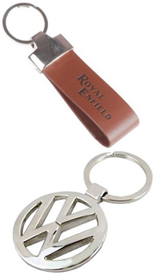 

Alexus Royal Enfield Leather & Volkswagon Key Chain(Silver)