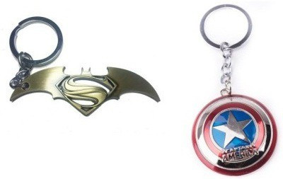 

Confident 2 Batman Vs Supper Man Golden And Star Metal Key Chain(Multicolor)