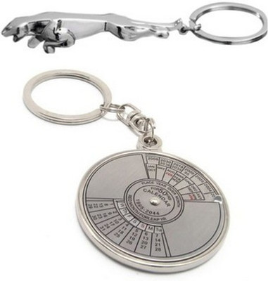

Divinext Edition Set of Jaguar & Compass Date Perpetual Calendar Key Chain(Silver)
