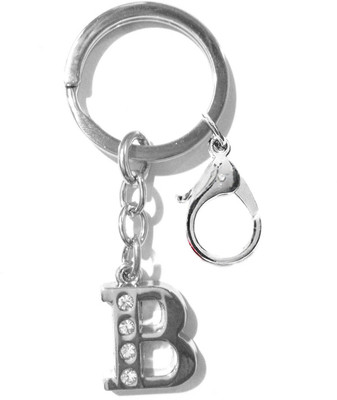 

Tech Fashion Alphabet B Hook High Quality Chrome Metal Finish with 4 Diamonds Fixed Locking Key Chain(Silver)