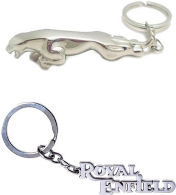 

Confident SET OF 2 METAL ROYAL ENFIELD and JAGUAR Key Chain(Silver)