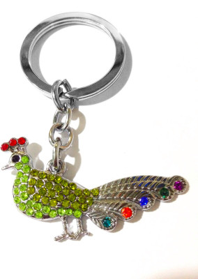 

Tech Fashion Peacock Green Colour Diamonds Locking Key Chain(Green)