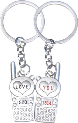 

CTW I love You Mobile Design Couple Metal Key Chain(Silver)
