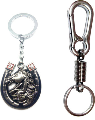 

City Choice Combo of Black Horse Nail & Spring Hook Locking Key Chain(Multicolor)