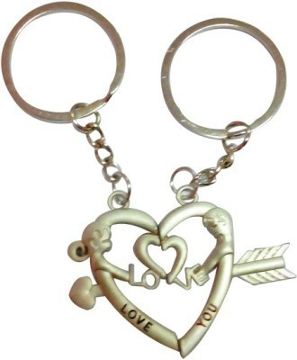 

U R God Love You Heart Couple Arrow Key Chain(Silver)