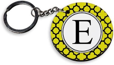 

Tied Ribbons Alphabat E Wooden Circles Key Chain(Multicolor)