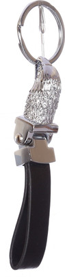 

Confident KC71Jaguar Type Metal And Imported Leather Key Chain(Silver, Black)