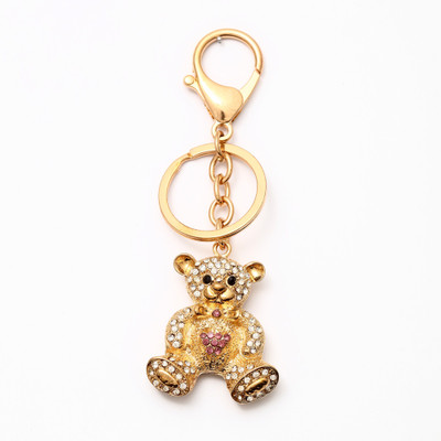 

Lotus E GOLDEN & CRYSTALS METALLIC TEDDY Locking Key Chain(Gold)
