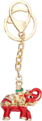 

Super Drool Red Enamled Gold Studded Elephant Locking Key Chain(Red)