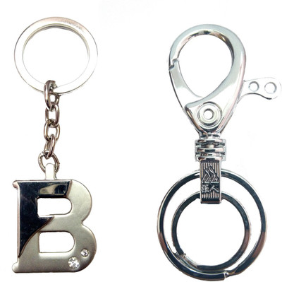 

City Choice Combo of Alphabet " B " with Hook & Locking Key Chain(Silver)