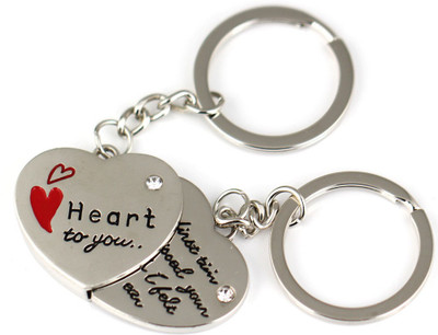 

CTW Love Heart to You Metal pack of 2 Key Chain(Silver)