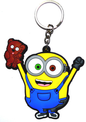 Pin to Pen Minion Rubber keychain Key Chain(Multicolor)