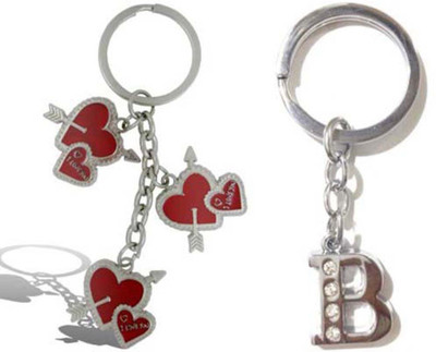 

Rashi Traders Arrow 3 Heart + Alphabet B Key Chain(Silver)