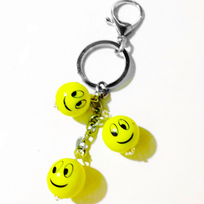 

Tech Fashion Three Smiley Yellow Colour 12mm Beads Locking Key Chain(Yellow)