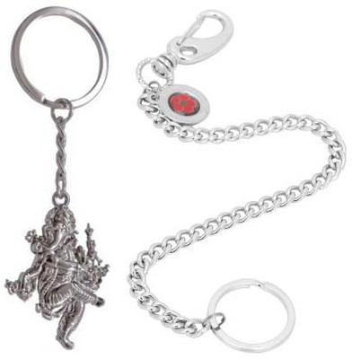 

Rashi Traders Ganpati & Red Black Long Chain Locking Locking Key Chain(Silver)