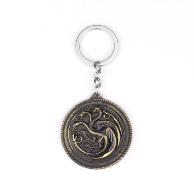 

Optimus traders Game of Thrones Targaryen Dynasty round Badge metal Key Chain(Gold)