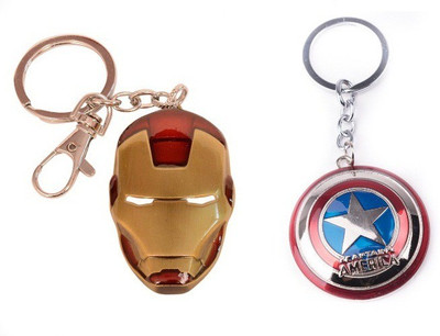 

Chainz Iron Man Metal Mask And Captain America Shield Key Chain(Multicolor)