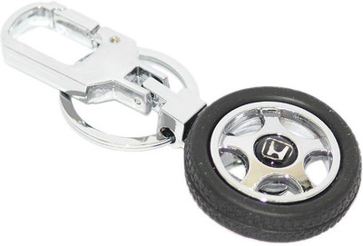 

Aura Honda Tyre Rotary Wheel Imported Locking Key Chain(Silver, Black)