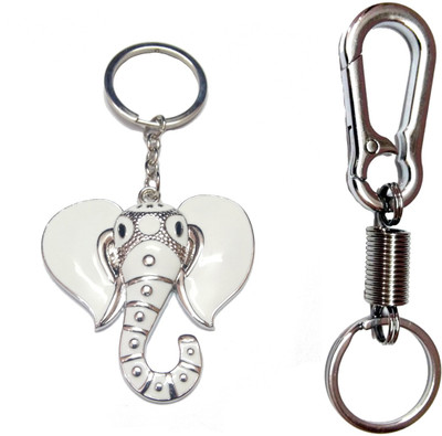

City Choice Lord Ganesha & Spring Hook Locking Key Chain(Silver)
