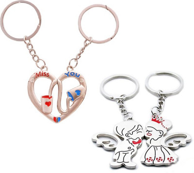 

CTW True love You Heart Metal combo Valentine Gift Pack Key Chain(Silver)