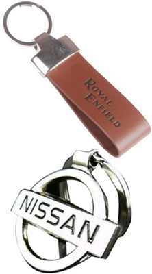 

Alexus Royal Enfield Leather And Nissan Key Chain(Silver)