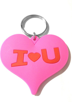 

Tech Fashion Heart Shape Rubber Pink I ♥ U Locking Key Chain(Pink)