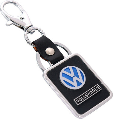 

U R God Hq Volkswagen Leather & Metal Square Car Logo Locking Key Chain(Black)