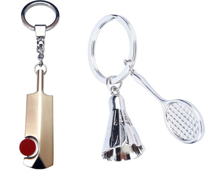 

City Choice Combo of Cricket Bat with Revolving Ball and Badminton Key Chain(Multicolor)