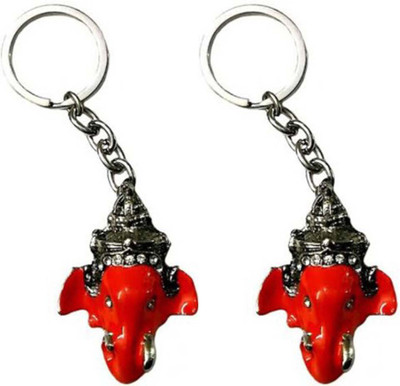 Rashi Traders 2 Ganesh Red Face Key Chain(Red)