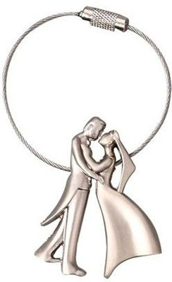 

ShopnGift Bride & Groom Wire Locking Unisex Key Chain(Silver)