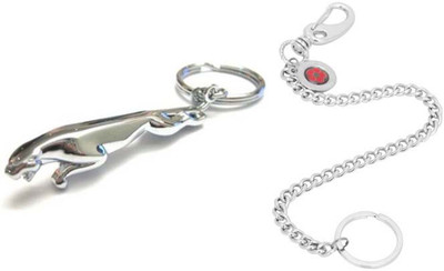 

Rashi Traders Jaguar + Red Black Long Chain Locking Locking Key Chain(Silver)
