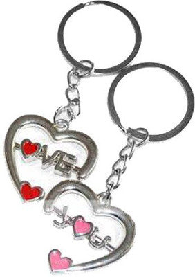 CTW Couple love You Cupid Heart Valentine Gift Key Chain(Silver)