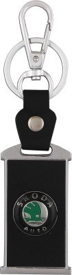 

U R God Skoda Rectangle Car Logo Locking Key Chain(Black)