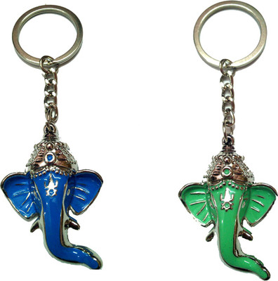 

City Choice Combo of Blue & Green Ganesha Face Key Chain(Blue, Green)