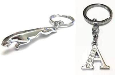 

Rashi Traders Jaguar + Alphabet A Key Chain(Silver)