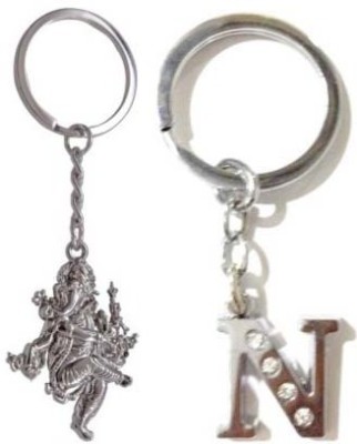 Rashi Traders Ganpati & Alphabet N Key Chain(Silver)