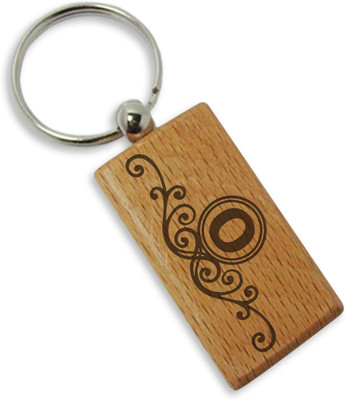 

Tied Ribbons Alphabet O Wooden Key Chain(Brown)
