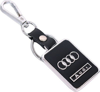 

U R God Hq Audi Leather & Metal Square Car Logo Locking Key Chain(Black)
