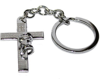 

Aura Spiritual Cross With Rings Locking Key Chain(Silver)