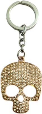 Tech Fashion Skull Diamonds Beautiful Gift Boy Girl Men Women Locking Key Chain(Gold)