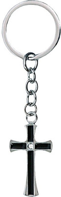 

U R God 1 Diamond Jesus Cross Metal Key Chain(Black)