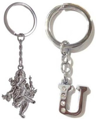 

Rashi Traders Ganpati & Alphabet U Key Chain(Silver)