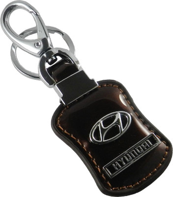 

Techpro Hyundai Brown glossy leatherite with metal logo Locking Key Chain(Multicolor)