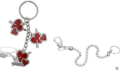 

Rashi Traders Arrow 3 Heart + Goli Long Chain Locking Locking Key Chain(Silver)